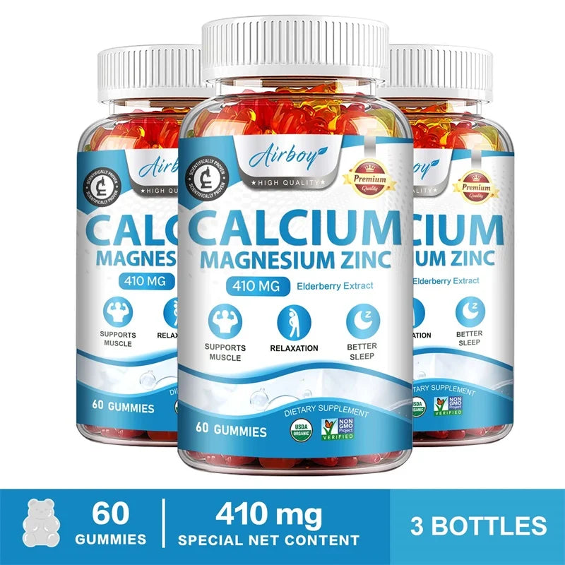 Calcium Magnesium Zinc Gummies - Supports Muscle Nerve Joint and Heart Health Increase Immune System