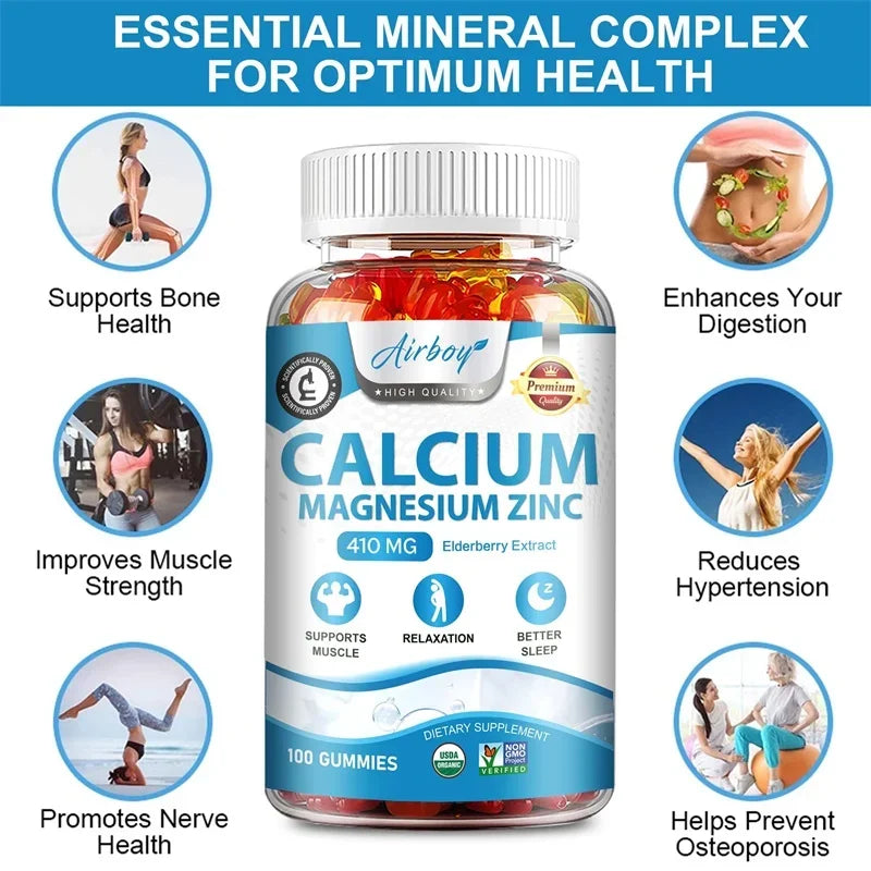 Calcium Magnesium Zinc Gummies - Supports Muscle Nerve Joint and Heart Health Increase Immune System