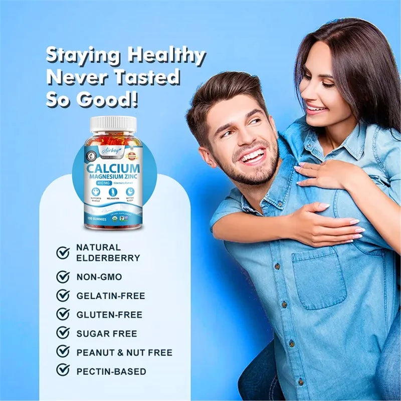Calcium Magnesium Zinc Gummies - Supports Muscle Nerve Joint and Heart Health Increase Immune System