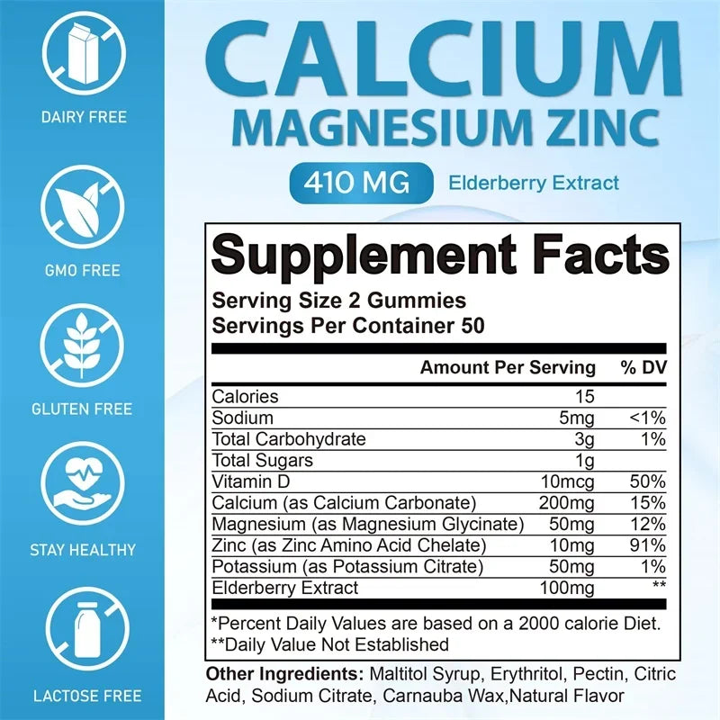 Calcium Magnesium Zinc Gummies - Supports Muscle Nerve Joint and Heart Health Increase Immune System