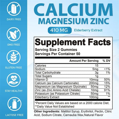 Calcium Magnesium Zinc Gummies - Supports Muscle Nerve Joint and Heart Health Increase Immune System